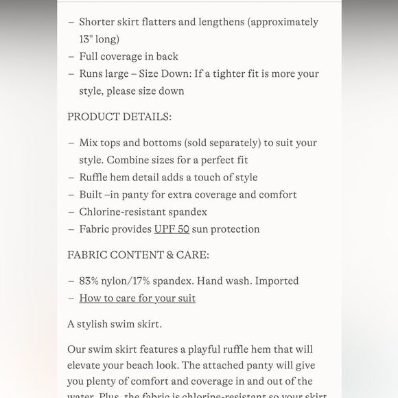 Land's End Ruffle Hem Mini Swimsuit bottom Skirt egret green etched leaves 6 - Picture 14 of 14